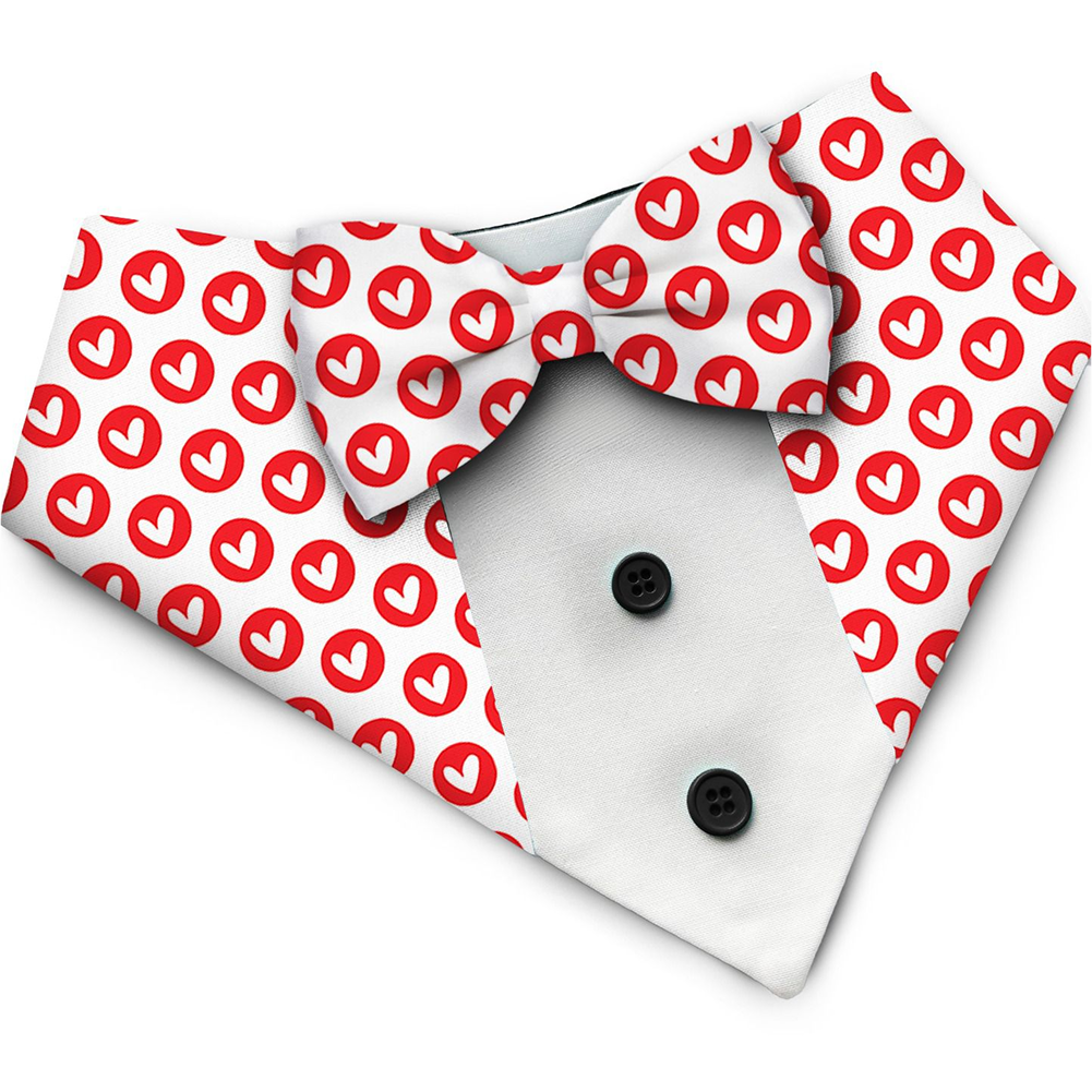 PawsIndia Valentines Edition Heart Printed Tuxedo for Dogs and Cats (Red)