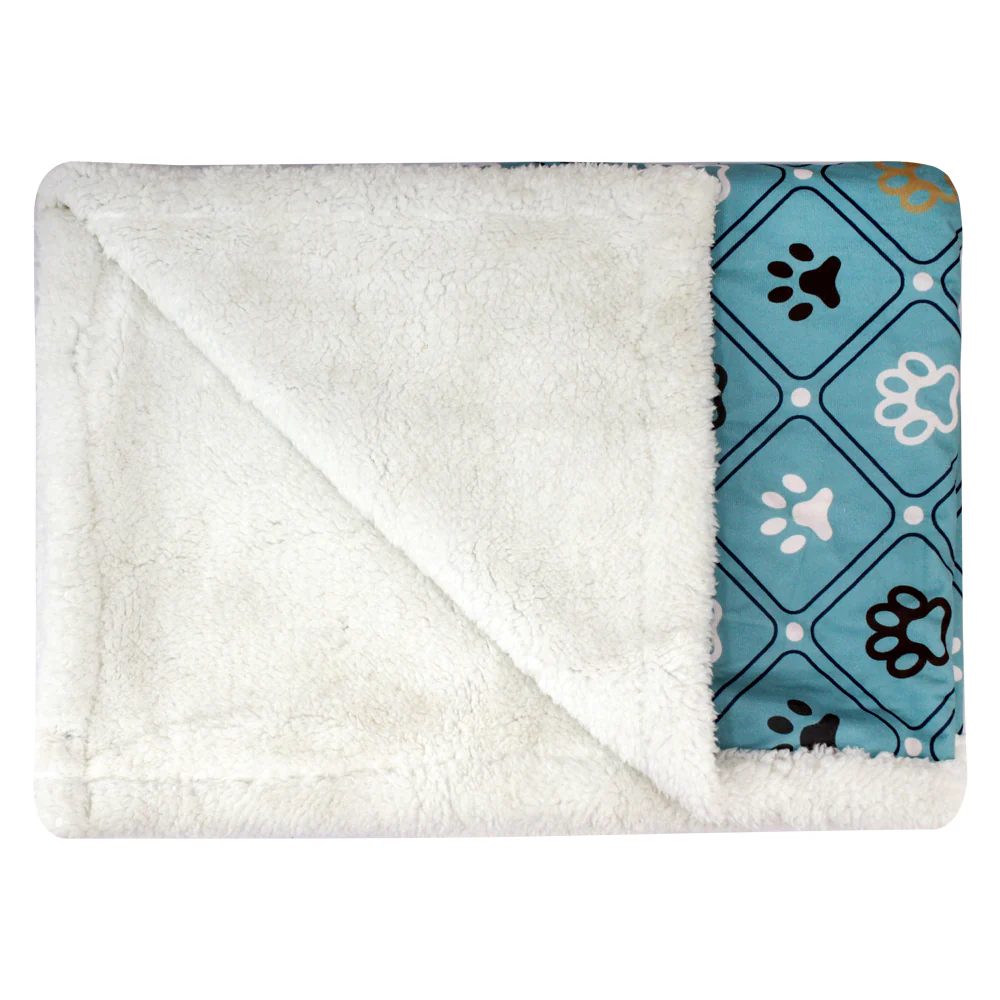 Pawpourri Printed Paw Blanket for Dogs and Cats (Teal)
