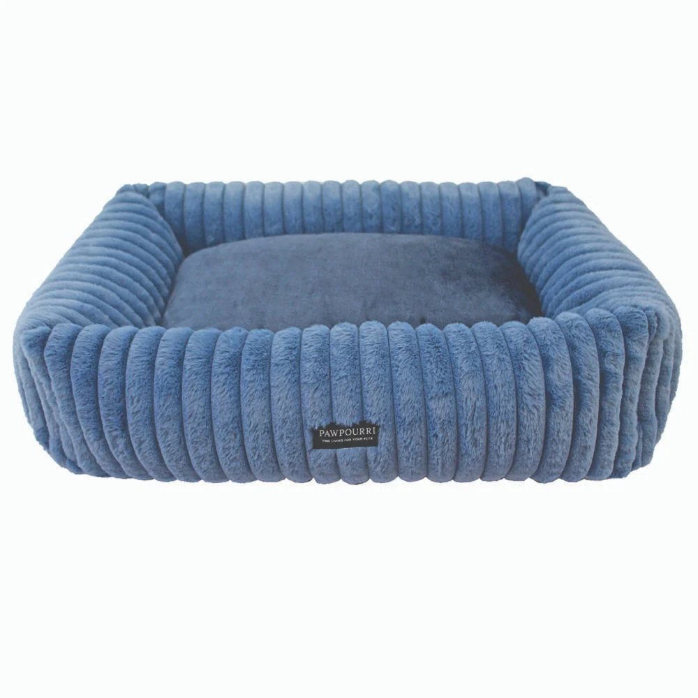 Pawpourri Cord Flannel Snuggle Bed for Dogs (Blue)