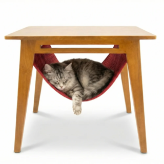 FurryLiving Lola Side Table with Perch Fabric for Cats (Honey/Red)