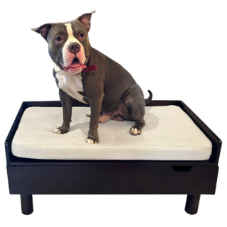 FurryLiving Hibachi Bed with Storage for Dogs (Dark Brown/Cream Cushion)