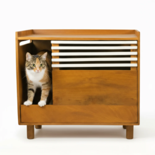 FurryLiving Lulu Litter Cabinet for Cats (Honey)