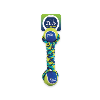 Zeus Double Tennis Ball Rope Dumbbell Toy for Dogs (Blue)