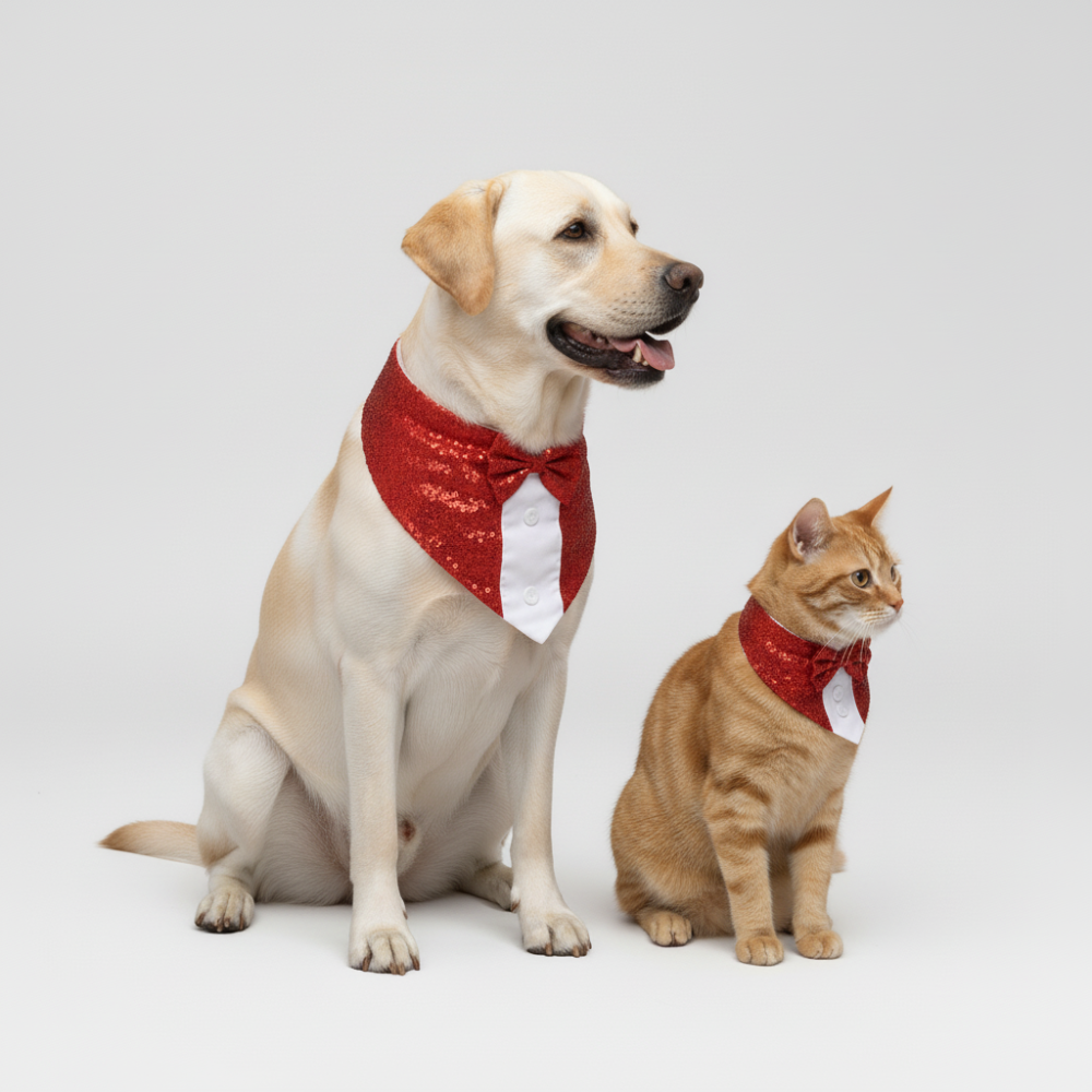 Skatrs Red Tuxedo Party Bandana For Dogs And Cats