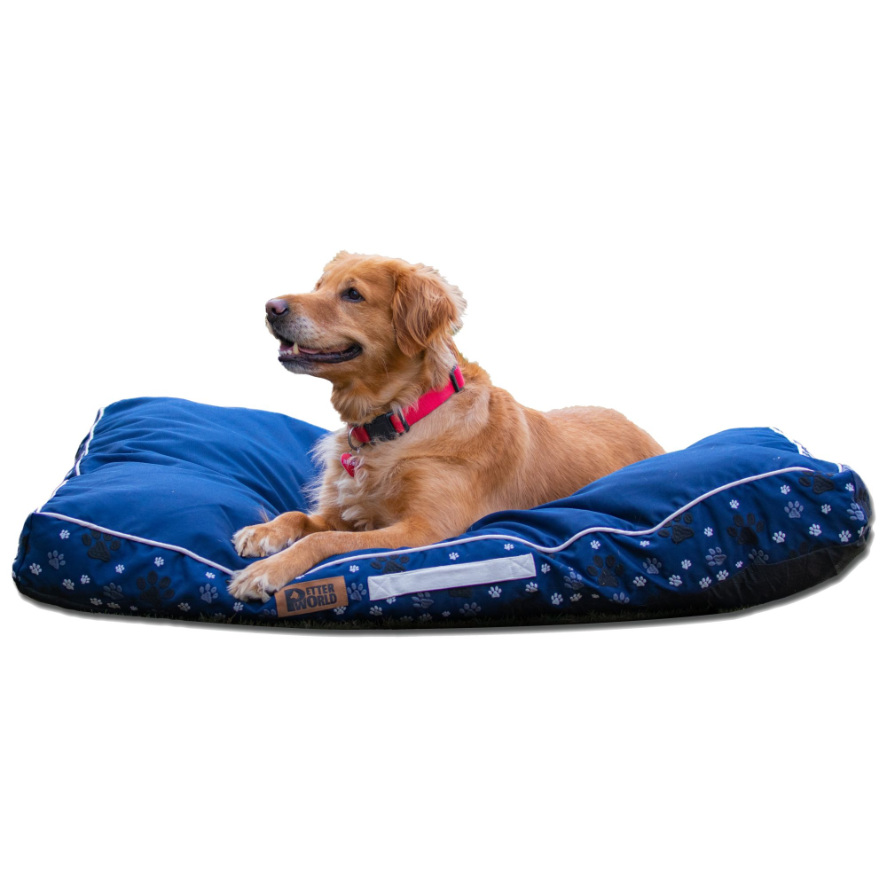 Petter World Outdoor Artisanal Rectangular Cushion Mattress Bed With Washable Cover For Dogs Ensign Blue