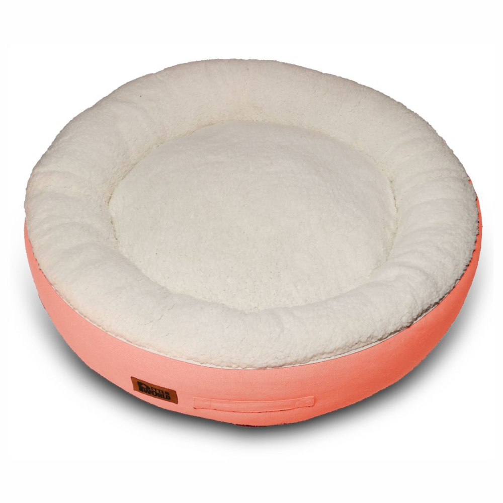 Petter World Ultra Luxury Cotton Canvas Donut Bed With Removable Sherpa Fur Cushion for Dogs (Peach Pearl) - Image 2