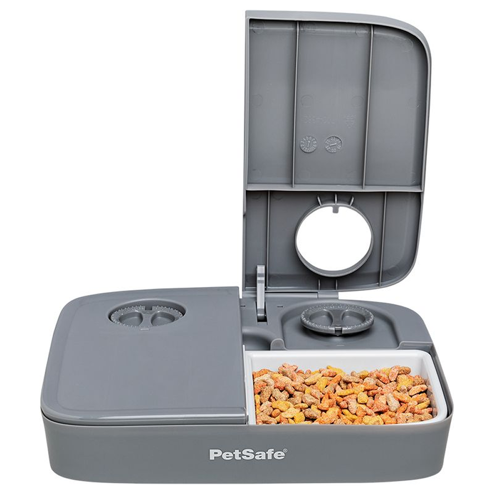 PETSAFE Automatic Two Portioned Meal Feeder for Dogs and Cats (White/Grey)