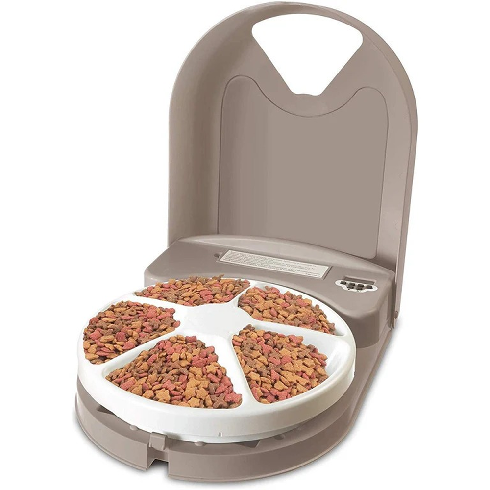 PETSAFE Automatic Five Portioned Meal Feeder for Dogs and Cats (White/Grey)