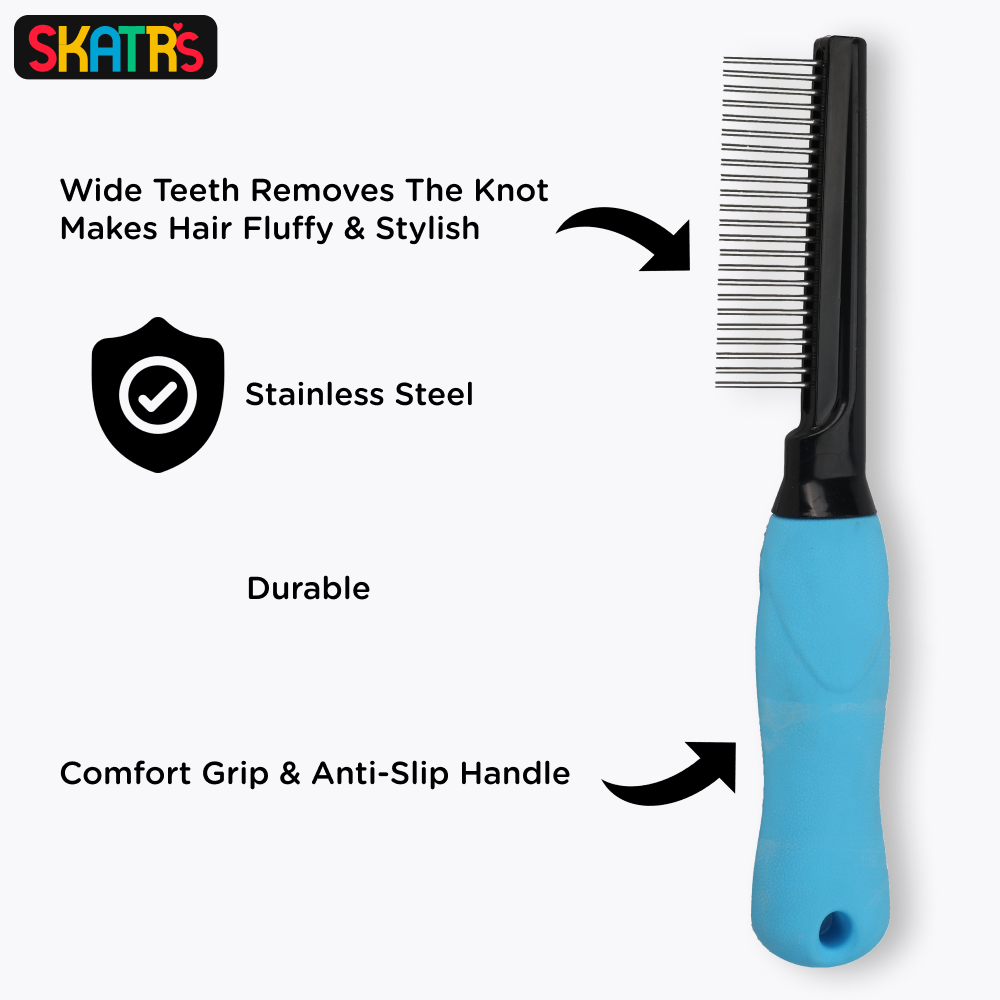 Skatrs Easy Grip Handle Comb Brush for Dogs and Cats - Image 3