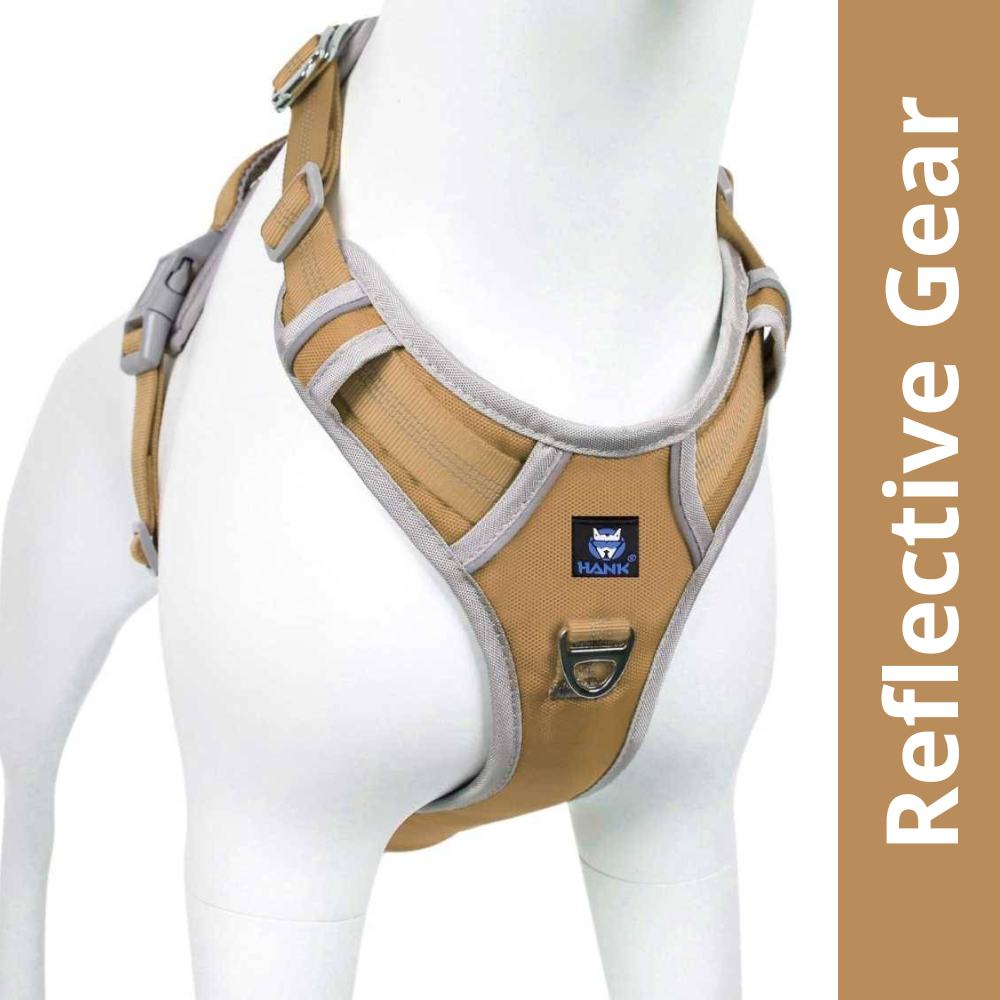 Hank 3M Reflective Harness for Puller Dogs (Grey/Kaki)