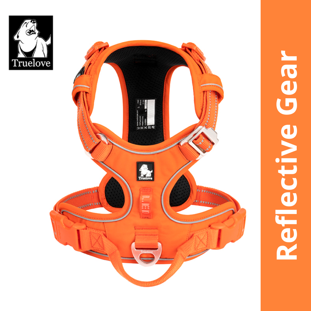 Truelove No Pull Cordura with 3M Reflective Material Harness for Dogs (Orange)