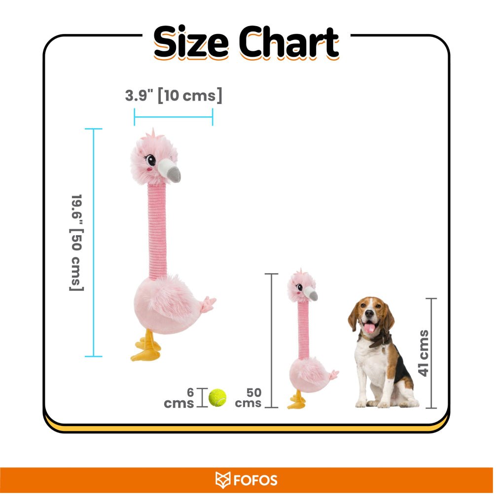Fofos Flamingo Long Neck Crinkle Plush Toy for Dogs - Image 2