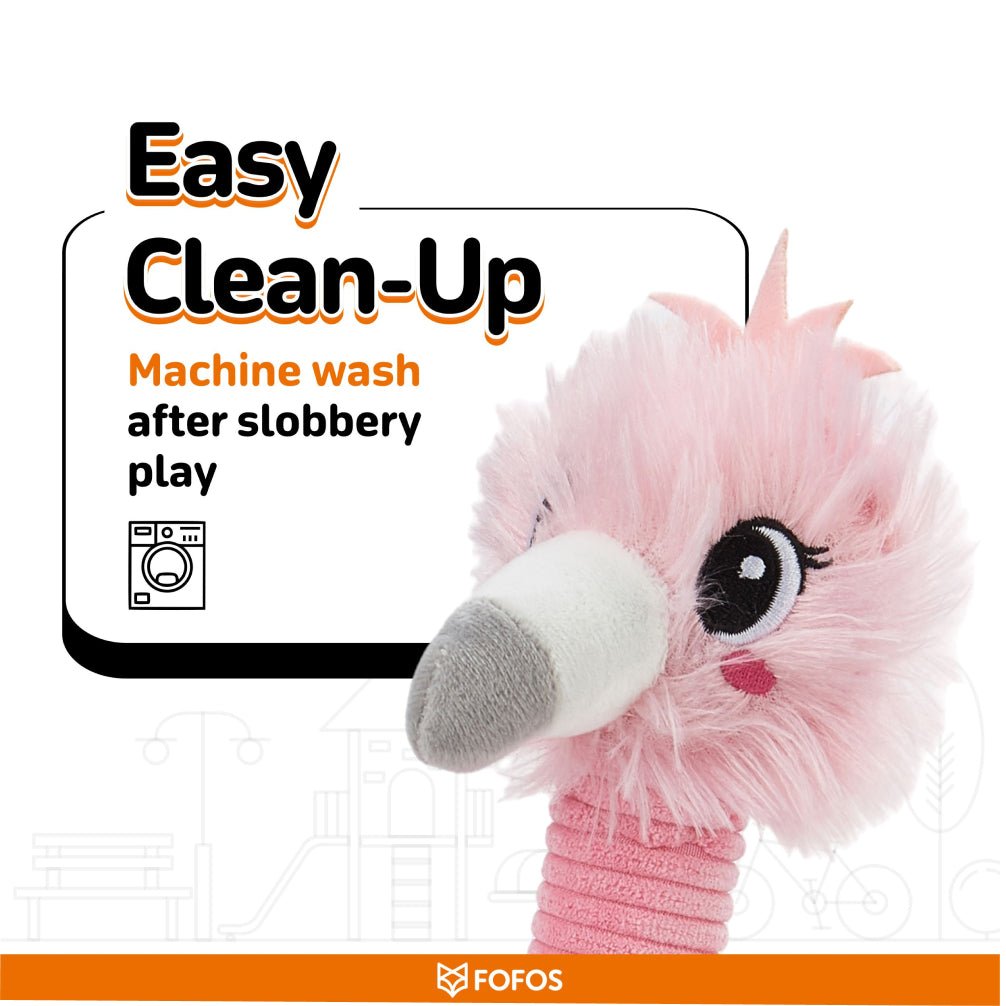 Fofos Flamingo Long Neck Crinkle Plush Toy for Dogs - Image 3