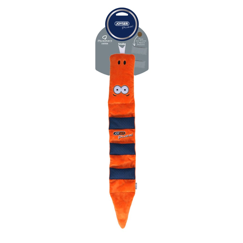 Joyser Puzzl Snake with 9 Squeakers for Dogs (Orange) - Image 2