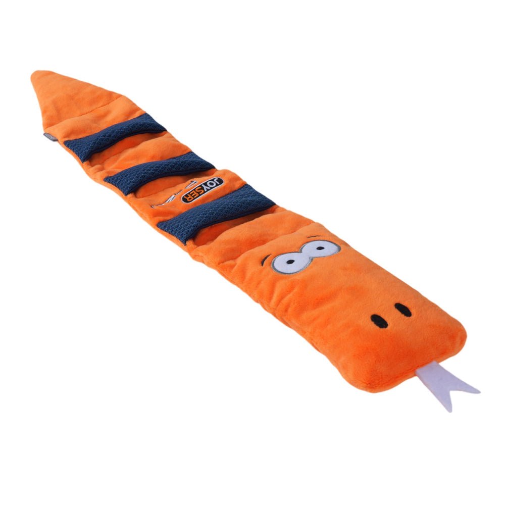 Joyser Puzzl Snake with 9 Squeakers for Dogs (Orange)