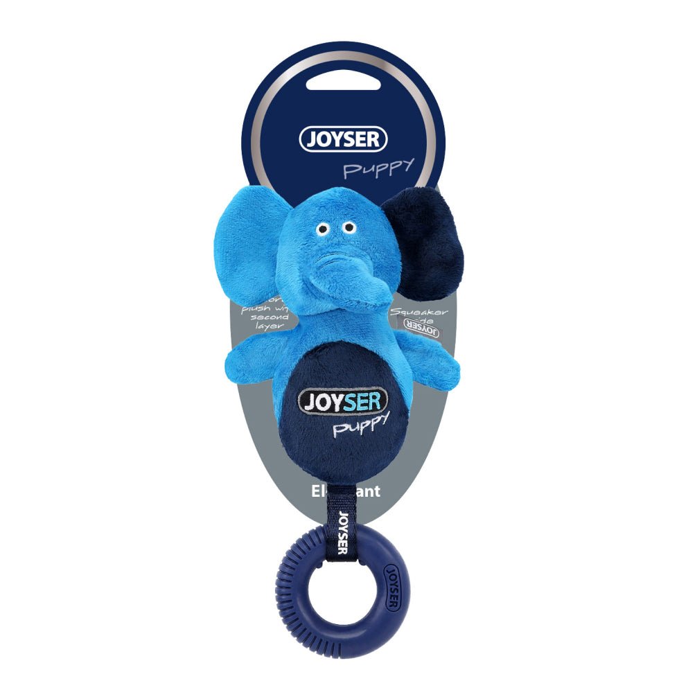 Joyser Puppy Elephant Toy with Ring for Dogs (Dark Blue)