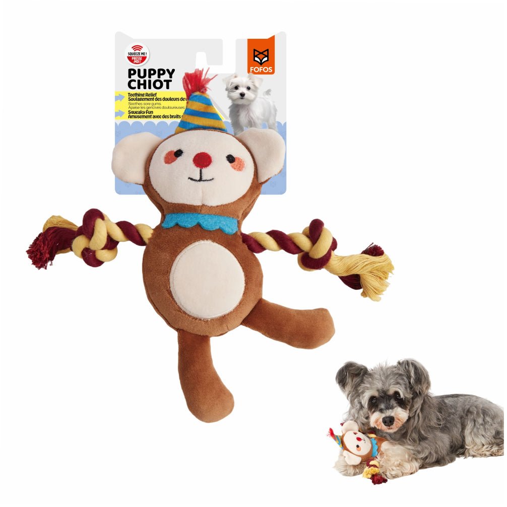 Fofos Monkey Fluffy Puppy Plush Toy for Dogs