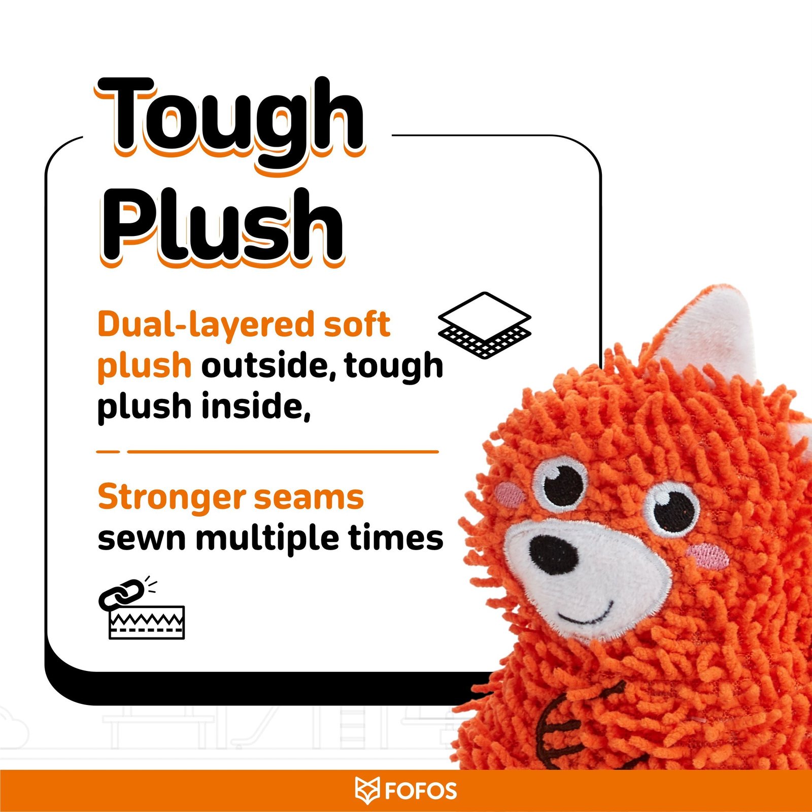 Fofos Lion Long Body Tough Plush Toy for Dogs - Image 3