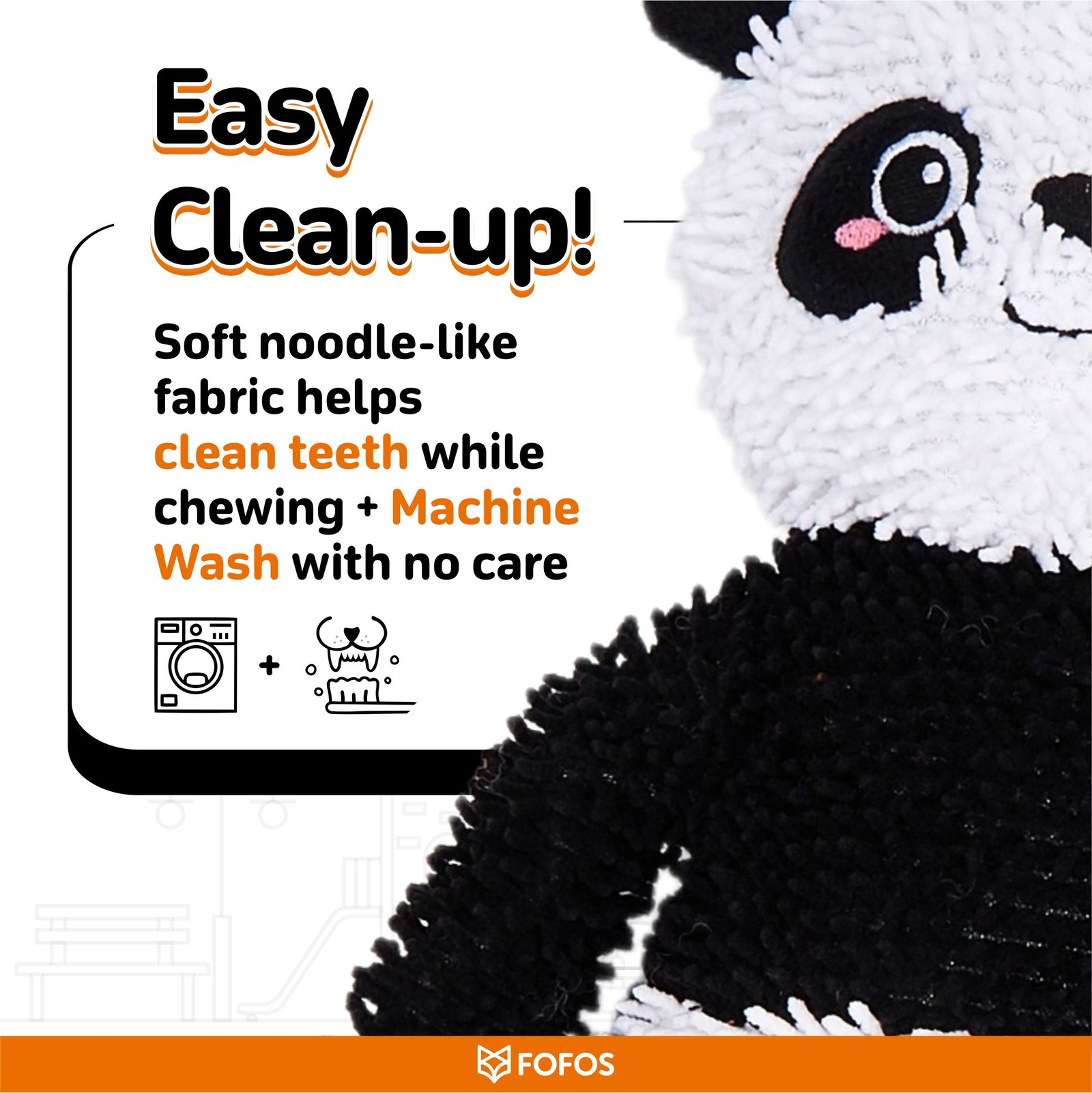 Fofos Panda Long Body Tough Plush Toy for Dogs - Image 3