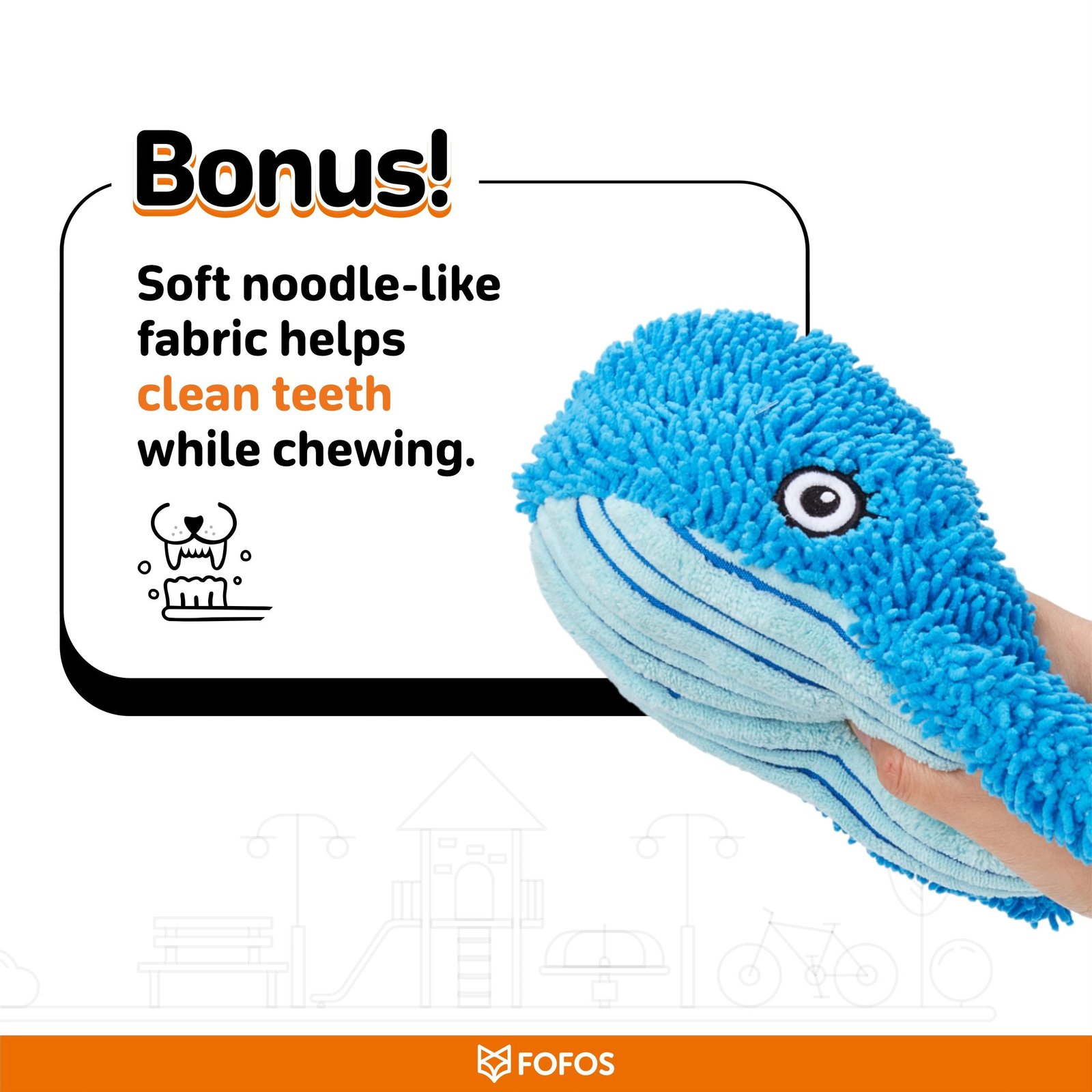 Fofos Whale Tough Plush Toy for Dogs - Image 2