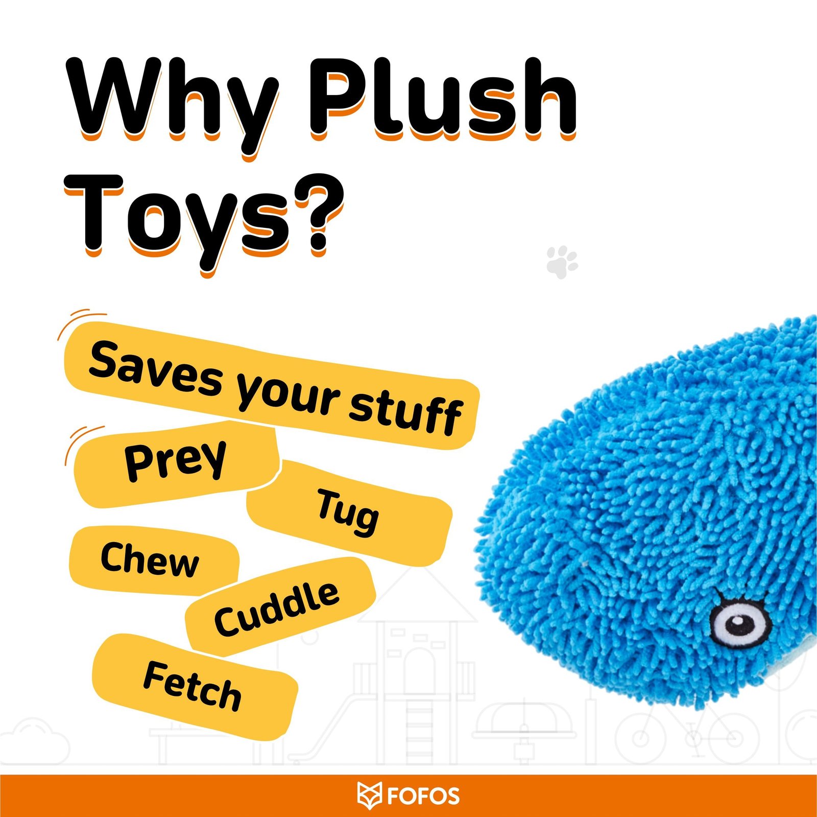 Fofos Whale Tough Plush Toy for Dogs - Image 3