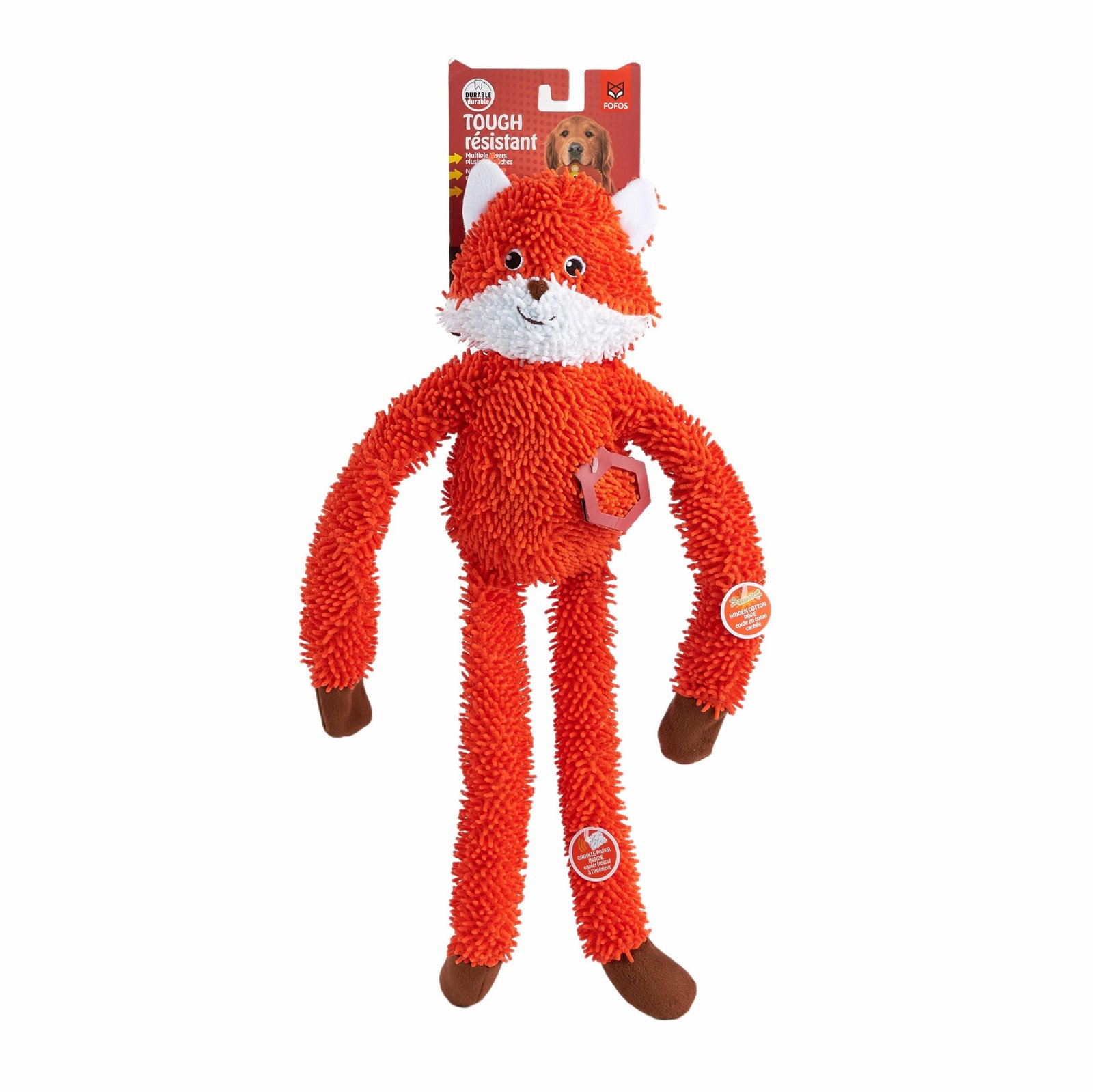 Fofos Fox Long Body Tough Plush Toy for Dogs