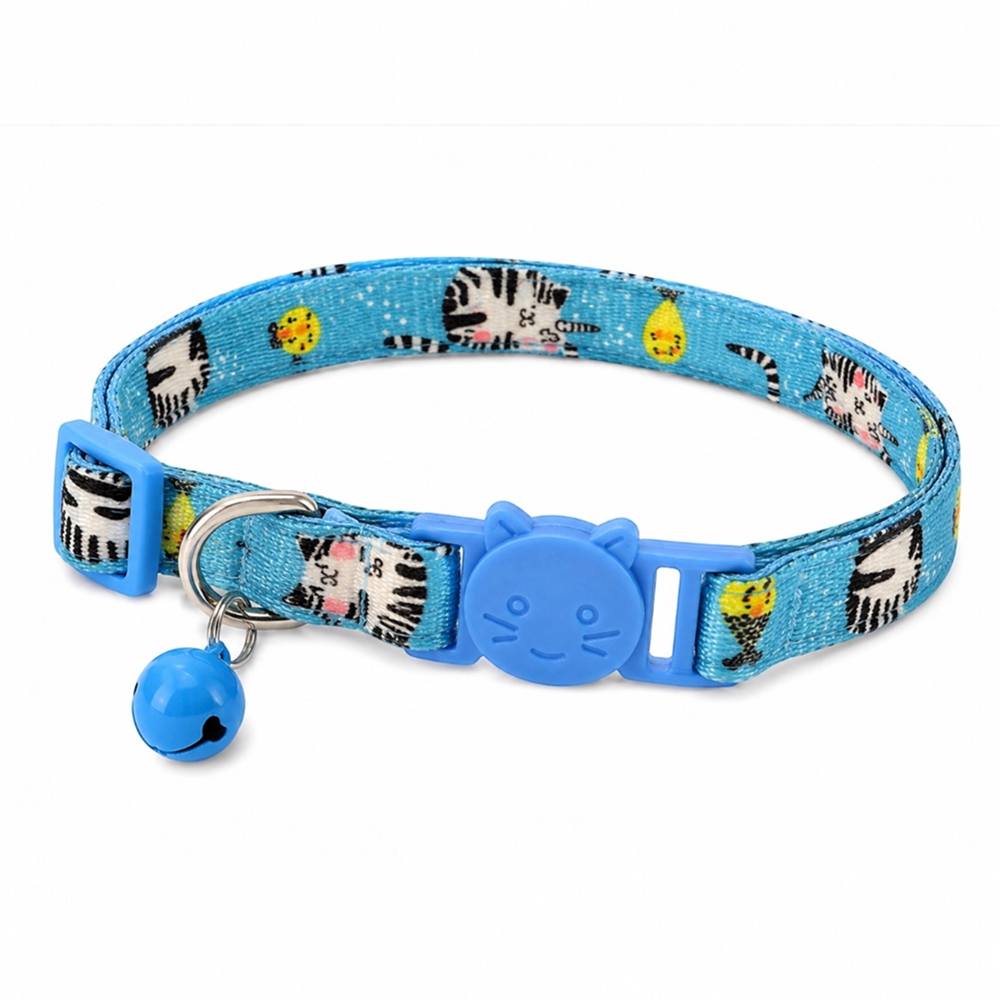 Talking Dog Club Everyday Collar with Unicorn Cat Bell for Cats (Blue)