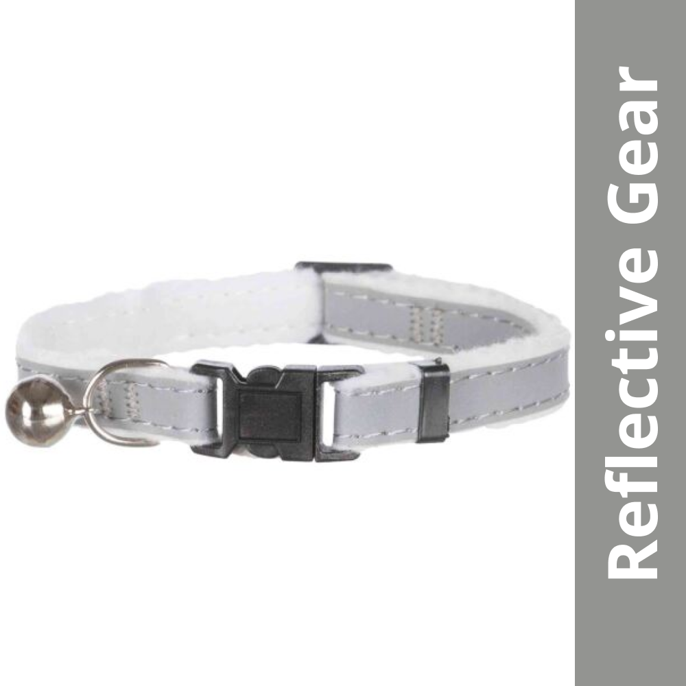 Trixie Safer Life Reflective Collar with Bell for Cats (Grey)