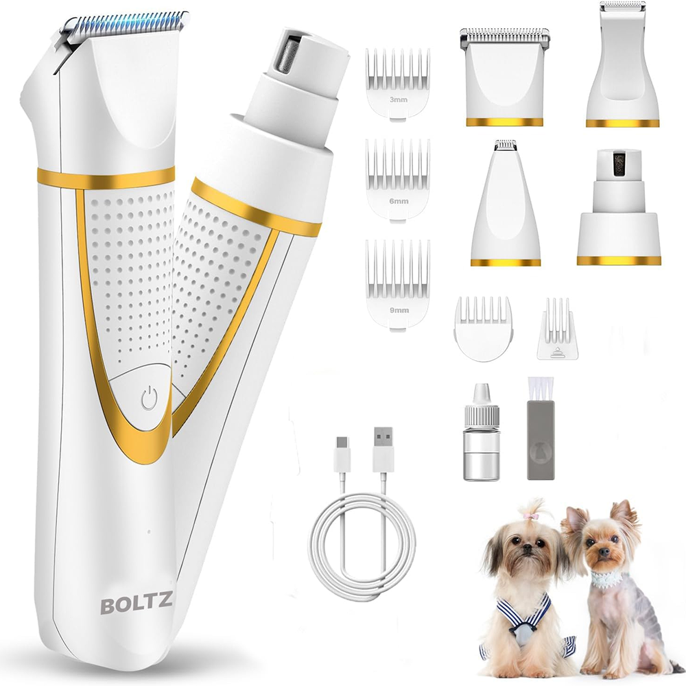 Boltz 4 in 1 IPX7 Waterproof Electric Cordless Trimmer with Nail Grinder for Dogs and Cats