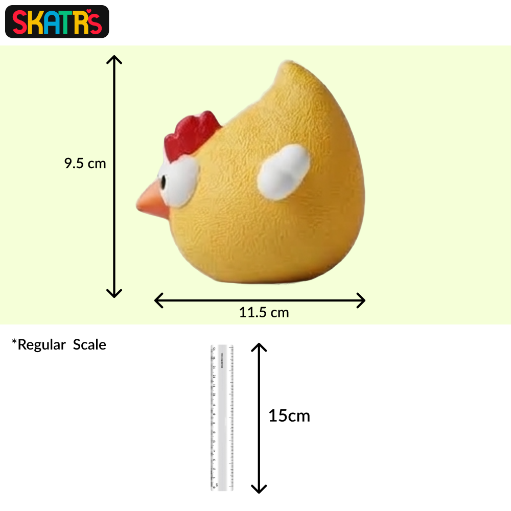 Skatrs Round Chicken Squeaky Latex Chew Toy for Dogs (Yellow) - Image 2