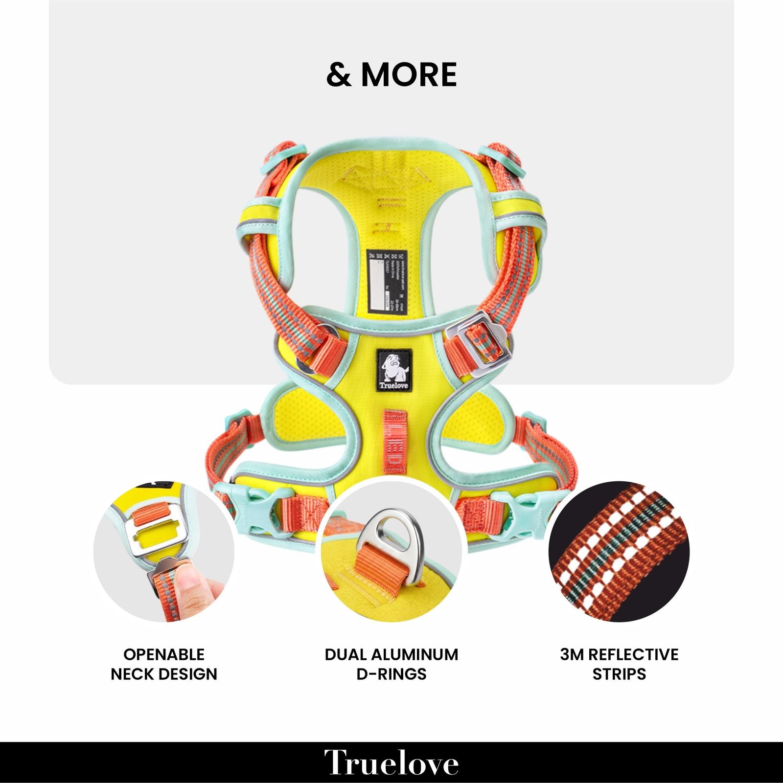 Truelove No Pull Cordura Harness for Dogs (Blazing Yellow) - Image 3