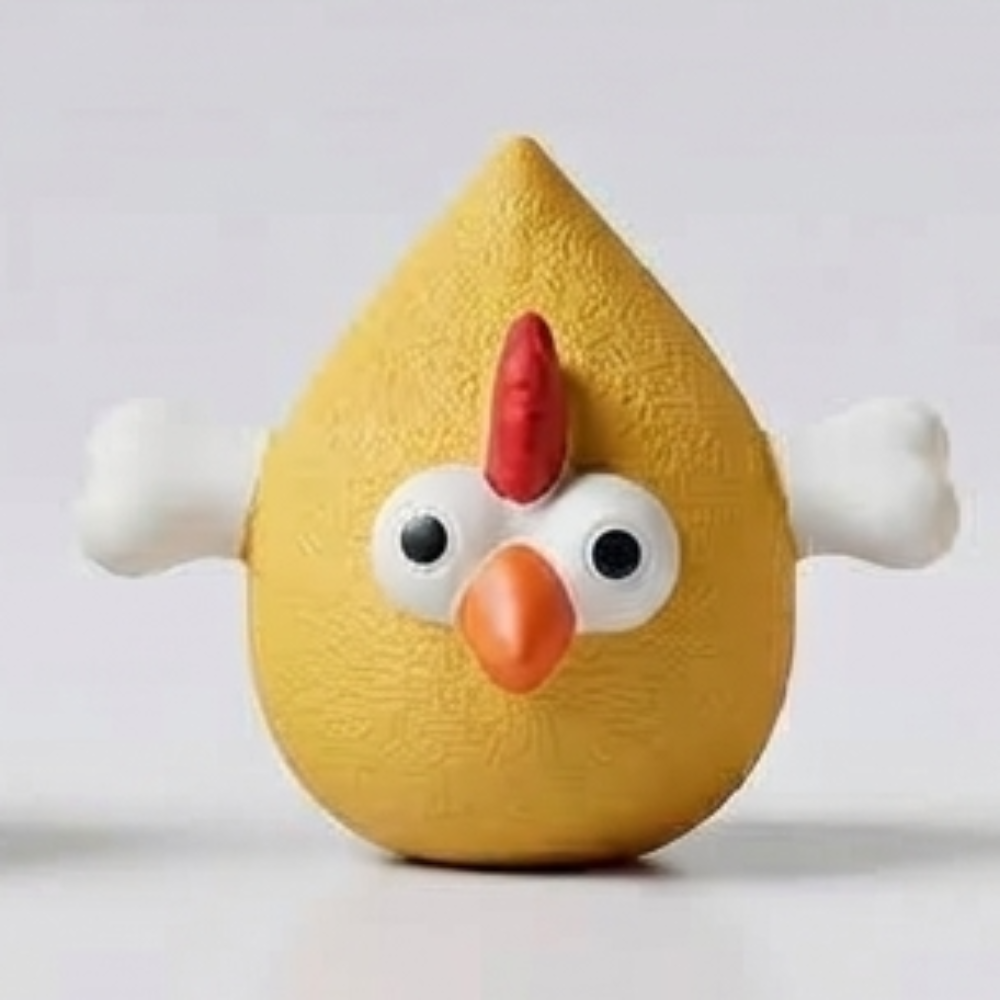 Skatrs Round Chicken Squeaky Latex Chew Toy for Dogs (Yellow) - Image 3