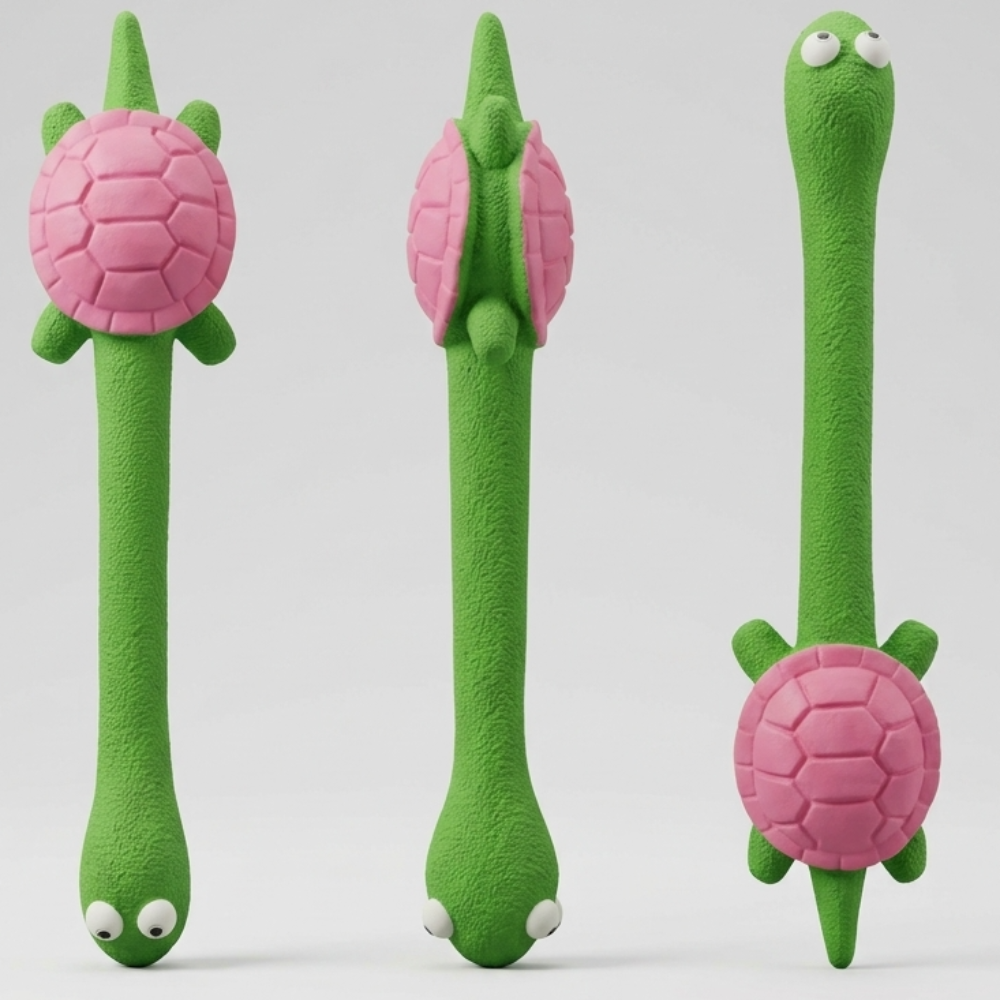 Skatrs Long Turtle Latex Dental Chew Toy for Dogs (Green) - Image 3