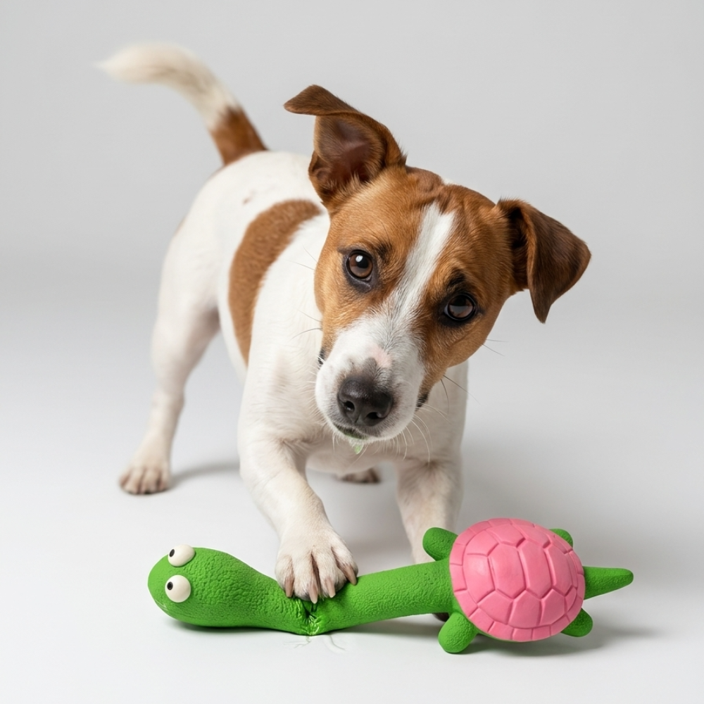 Skatrs Long Turtle Latex Dental Chew Toy for Dogs (Green) - Image 2